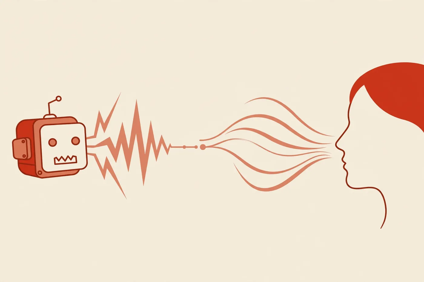 Illustration of voice evolution from robot to human